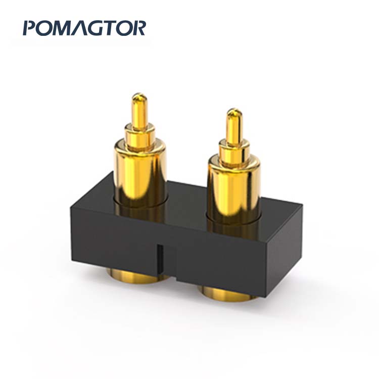 SMT Pogo pin connector 2Pin Stroke0.8mm(Per Contact): 150gfMax -30~85°C 1.2A 12V