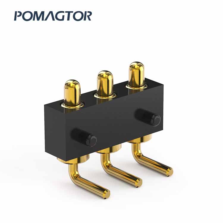 Bending type Pogo pin connector 2Pin Stroke1.0mm(Per Contact): 150±5gf -30~85°C 2A 5V