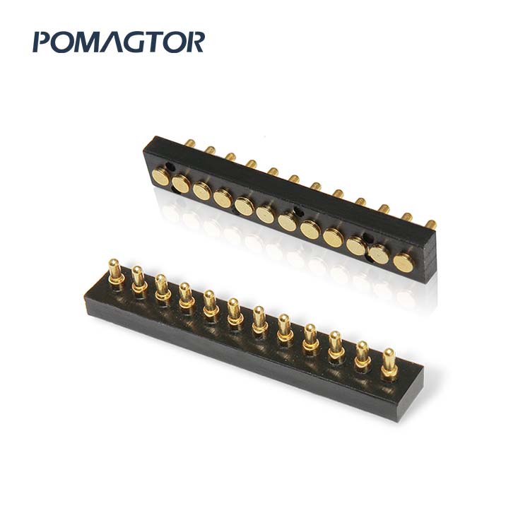 SMT Pogo pin connector 12Pin Stroke1.0mm(Per Contact): 150gfMax -30~85°C 1.2A 12V