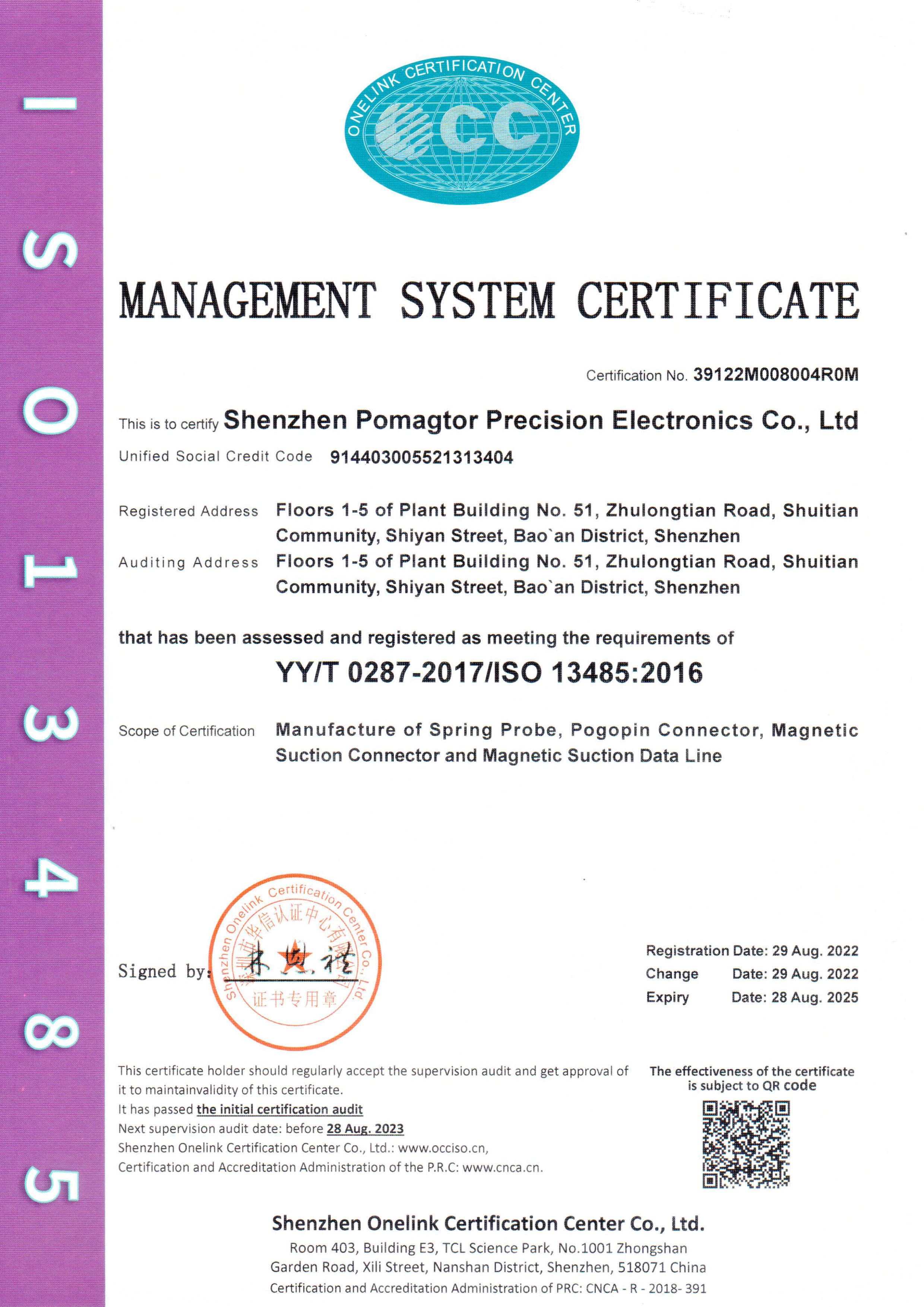 ISO13485 Certificate