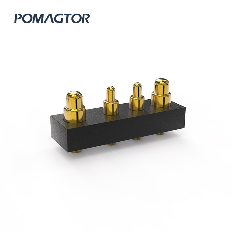 DIP Pogo pin connector 4Pin Stroke0.5mm(Per Contact): 150±5gf -30~85°C 1.2A 12V