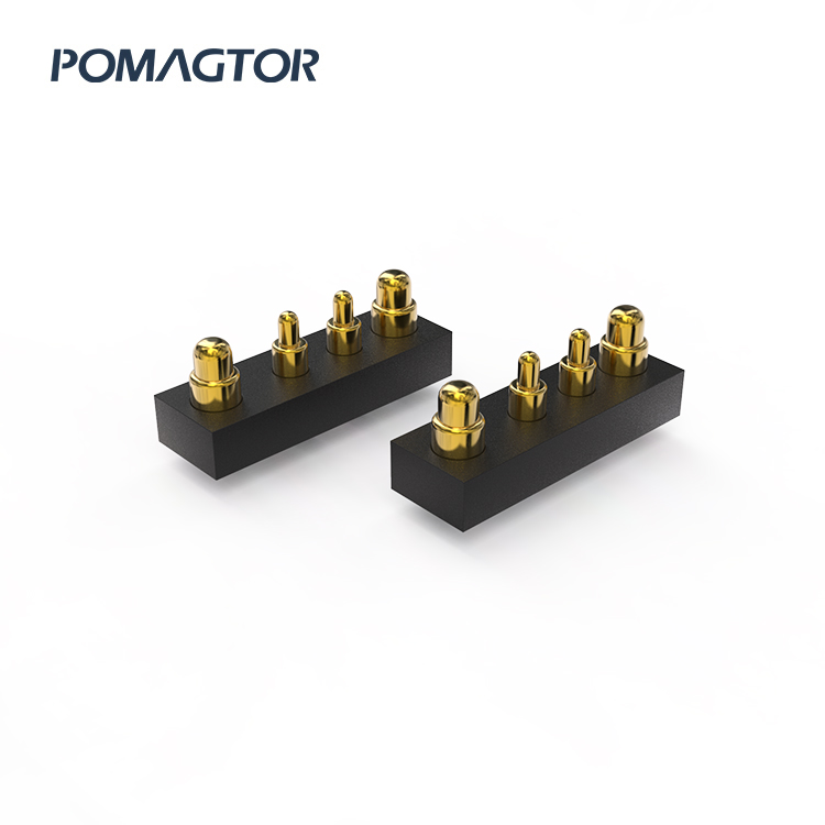 DIP Pogo pin connector 4Pin Stroke0.5mm(Per Contact): 150±5gf -30~85°C 1.2A 12V