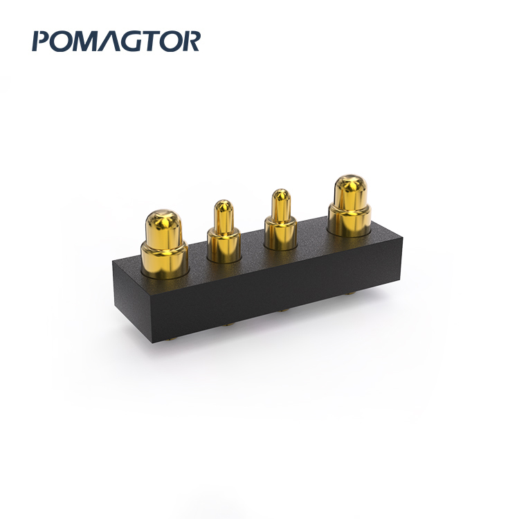 DIP Pogo pin connector 4Pin Stroke0.5mm(Per Contact): 150±5gf -30~85°C 1.2A 12V