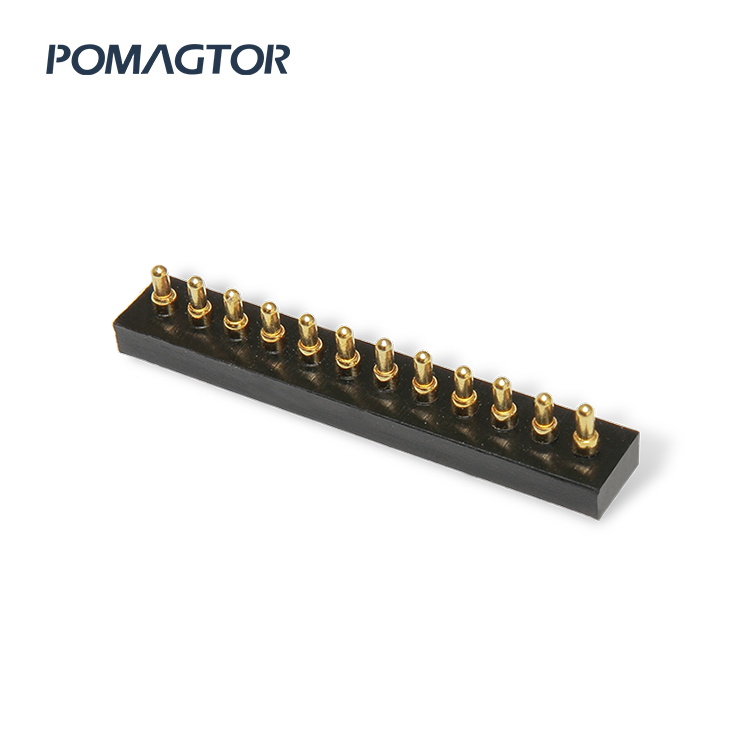 SMT Pogo pin connector 12Pin Stroke1.0mm(Per Contact): 150gfMax -30~85°C 1.2A 12V