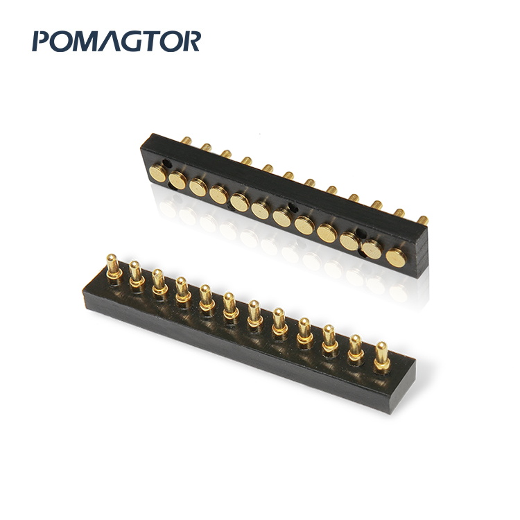 SMT Pogo pin connector 12Pin Stroke1.0mm(Per Contact): 150gfMax -30~85°C 1.2A 12V