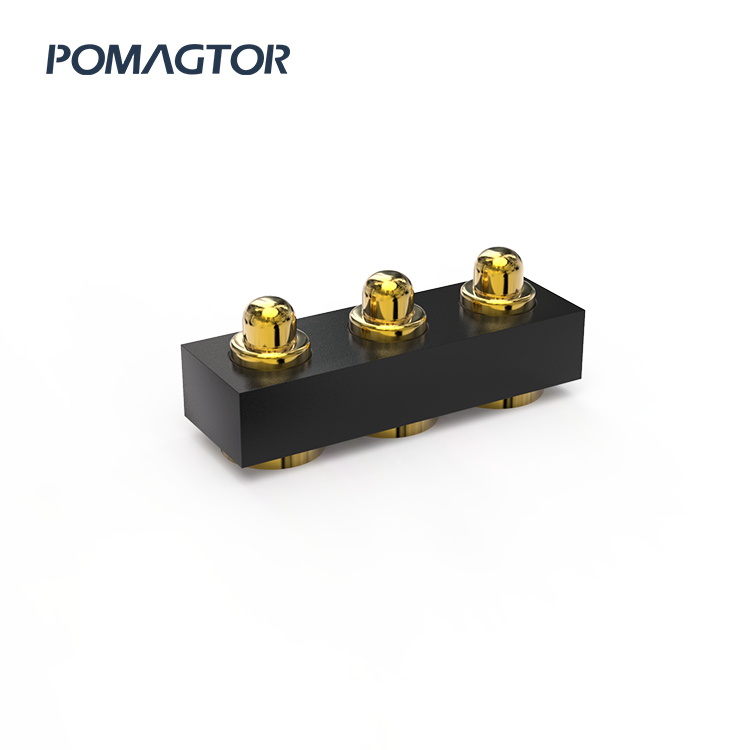 SMT Pogo pin connector 3Pin Stroke0.4mm(Per Contact): 120gfMax -30~85°C 0.5A 12V