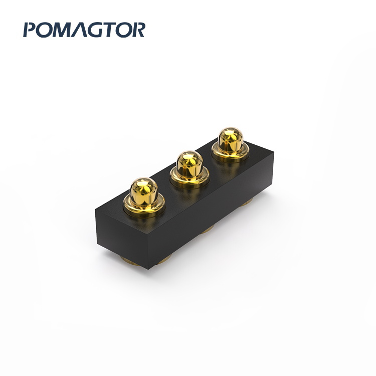 SMT Pogo pin connector 3Pin Stroke0.4mm(Per Contact): 120gfMax -30~85°C 0.5A 12V