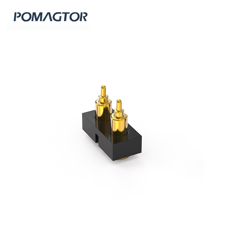 SMT Pogo pin connector 2Pin Stroke0.8mm(Per Contact): 150gfMax -30~85°C 1.2A 12V