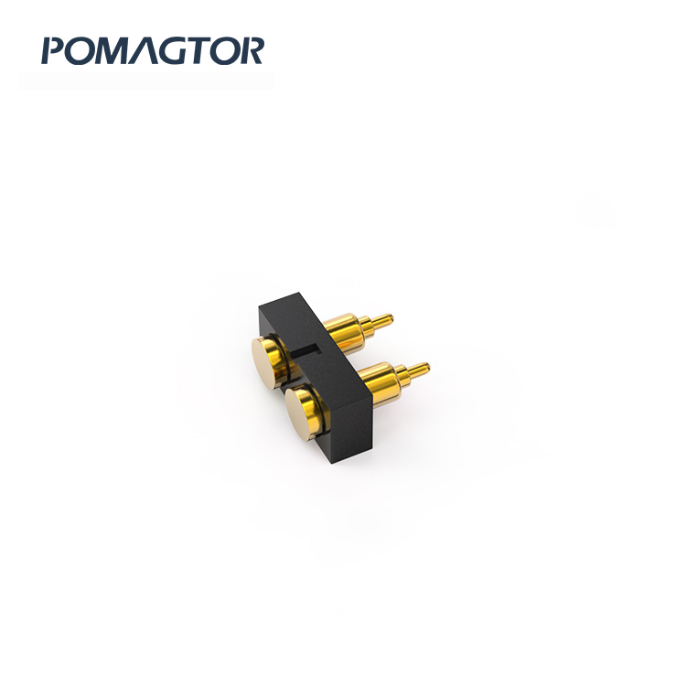 SMT Pogo pin connector 2Pin Stroke0.8mm(Per Contact): 150gfMax -30~85°C 1.2A 12V