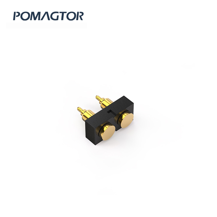 SMT Pogo pin connector 2Pin Stroke0.8mm(Per Contact): 150gfMax -30~85°C 1.2A 12V