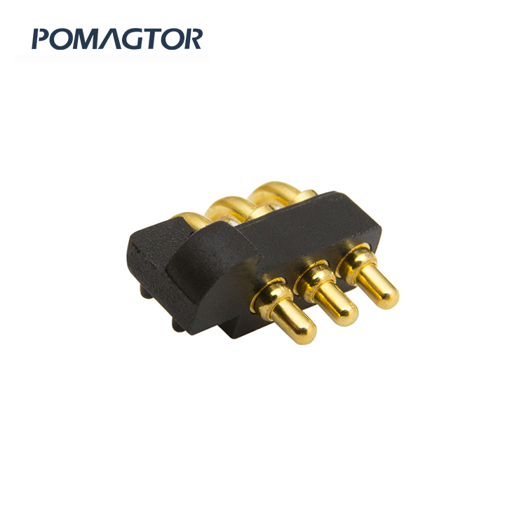 Bending type Pogo pin connector 3Pin Stroke1.0mm(Per Contact): 150±5gf -30~85°C 8A 12V