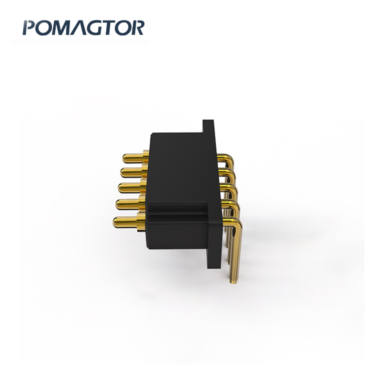 Bending type Pogo pin connector 5Pin Stroke1.5mm(Per Contact): 60±20gf -30~85°C 8A 12V