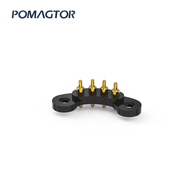 Double headed Pogo pin connector 4Pin Stroke0.7mm(Per Contact): 25±5gf -40~85°C 0.5A 12V