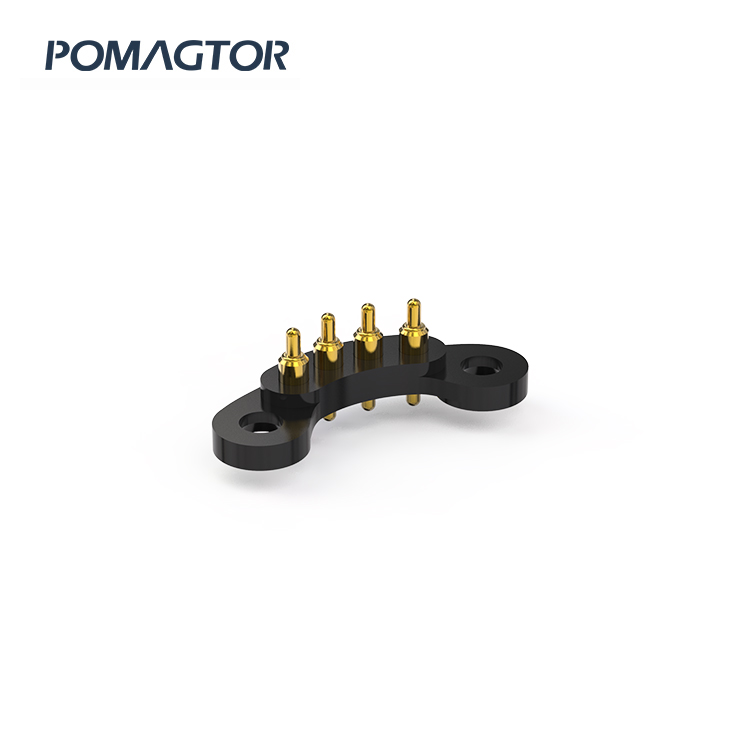 Double headed Pogo pin connector 4Pin Stroke0.7mm(Per Contact): 25±5gf -40~85°C 0.5A 12V