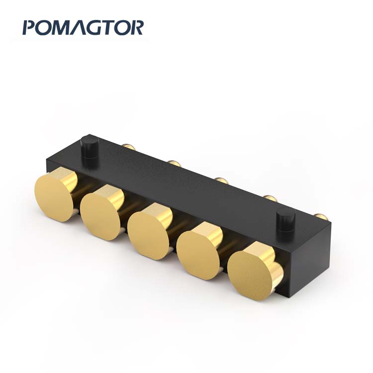 SMT Pogo pin connector 5Pin Stroke0.8mm(Per Contact): 100±20gf -30~85°C 3A 12V