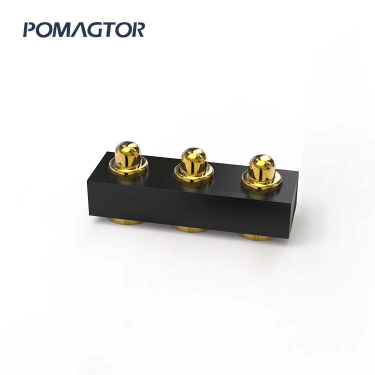 SMT Pogo pin connector 3Pin Stroke0.4mm(Per Contact): 120gfMax -30~85°C 0.5A 12V