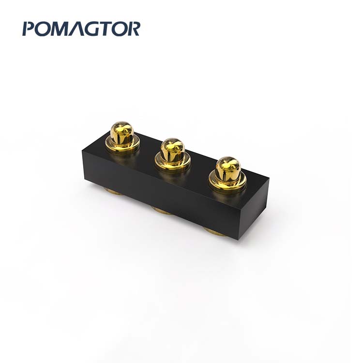 SMT Pogo pin connector 3Pin Stroke0.4mm(Per Contact): 120gfMax -30~85°C 0.5A 12V