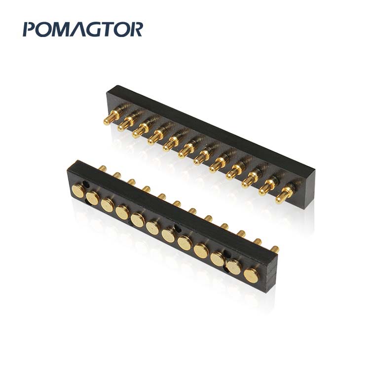 SMT Pogo pin connector 12Pin Stroke1.0mm(Per Contact): 150gfMax -30~85°C 1.2A 12V