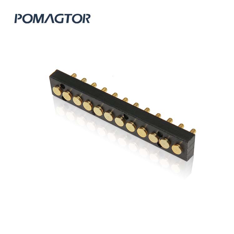 SMT Pogo pin connector 12Pin Stroke1.0mm(Per Contact): 150gfMax -30~85°C 1.2A 12V