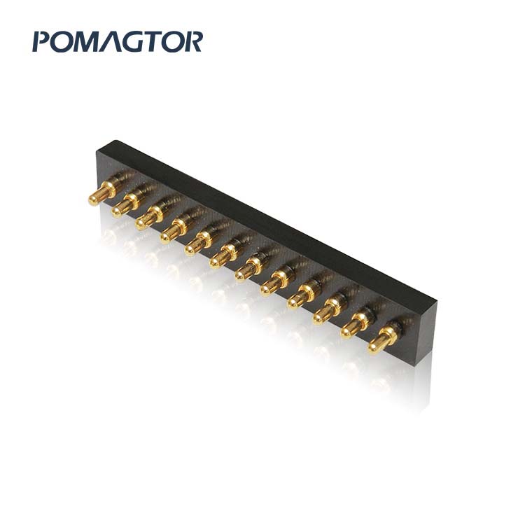 SMT Pogo pin connector 12Pin Stroke1.0mm(Per Contact): 150gfMax -30~85°C 1.2A 12V