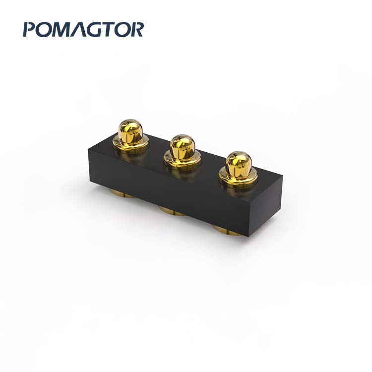 SMT Pogo pin connector 3Pin Stroke0.4mm(Per Contact): 120gfMax -30~85°C 0.5A 12V