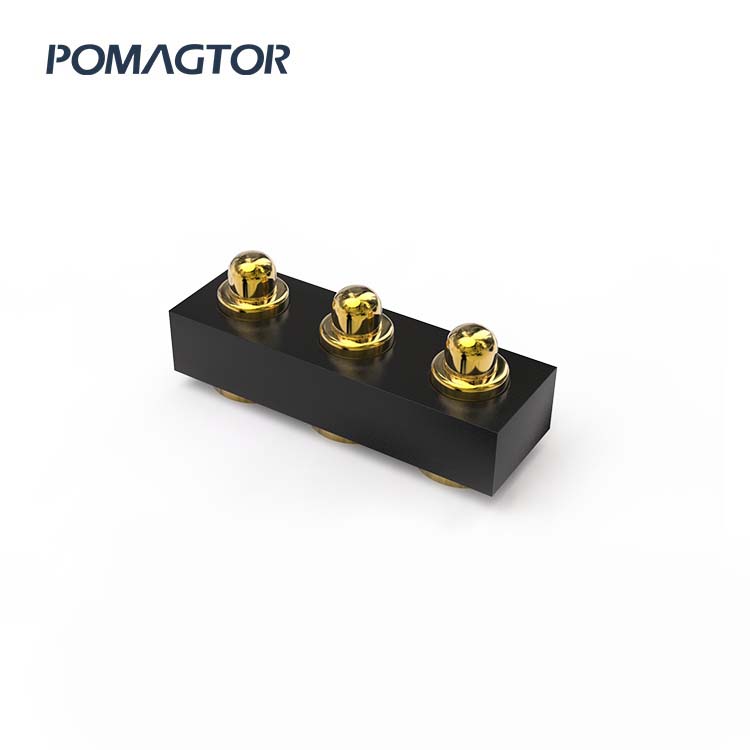 SMT Pogo pin connector 3Pin Stroke0.4mm(Per Contact): 120gfMax -30~85°C 0.5A 12V