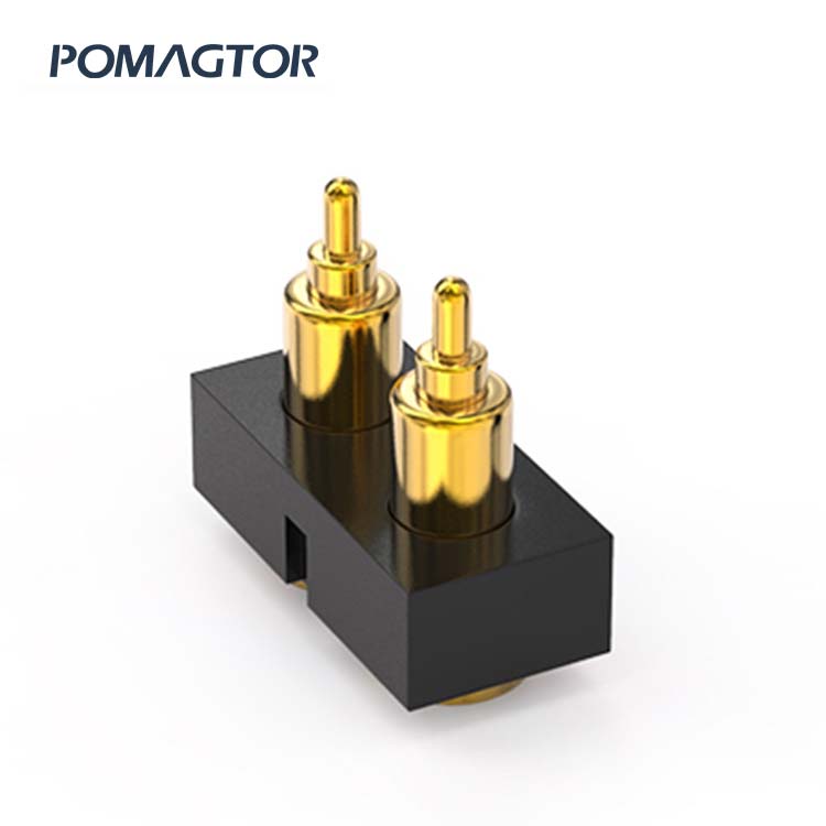 SMT Pogo pin connector 2Pin Stroke0.8mm(Per Contact): 150gfMax -30~85°C 1.2A 12V