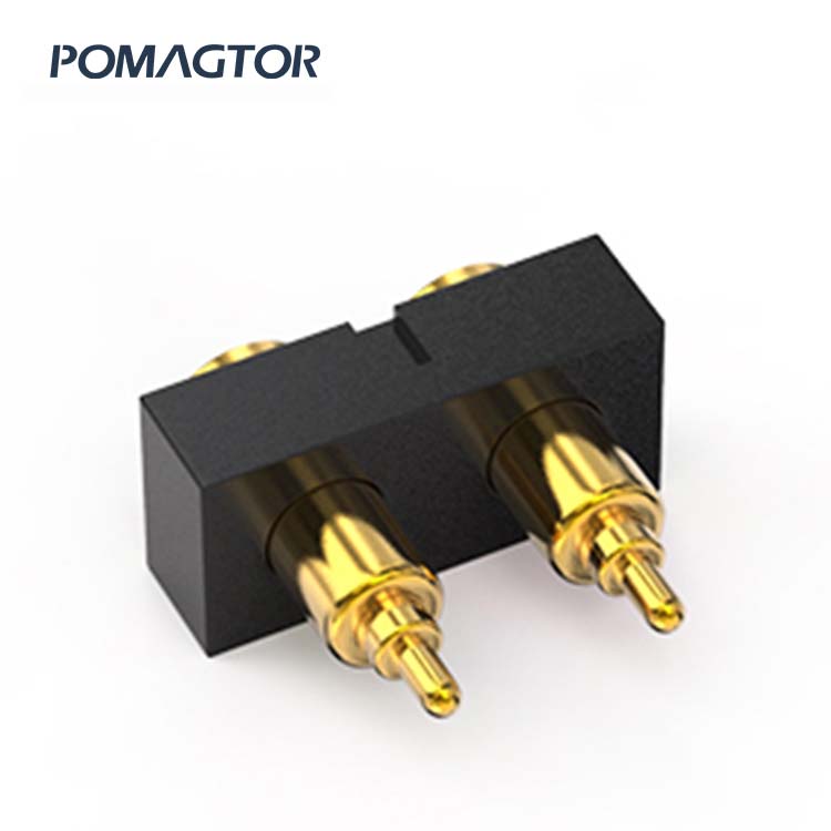 SMT Pogo pin connector 2Pin Stroke0.8mm(Per Contact): 150gfMax -30~85°C 1.2A 12V