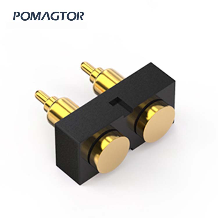 SMT Pogo pin connector 2Pin Stroke0.8mm(Per Contact): 150gfMax -30~85°C 1.2A 12V