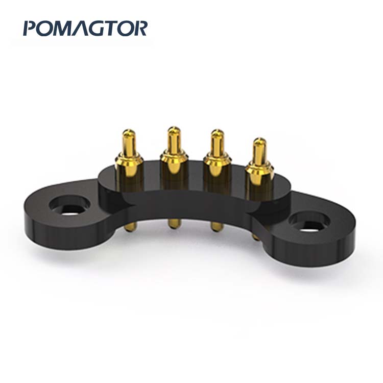 Double headed Pogo pin connector 4Pin Stroke0.7mm(Per Contact): 25±5gf -40~85°C 0.5A 12V