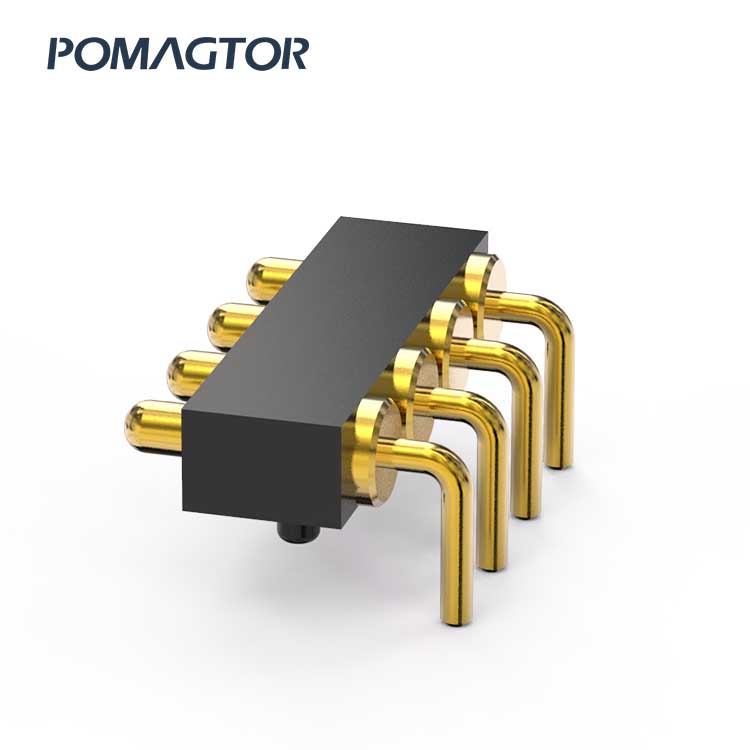 Bending type Pogo pin connector 4Pin Stroke1.0mm(Per Contact): 150±5gf -30~85°C 2A 5V