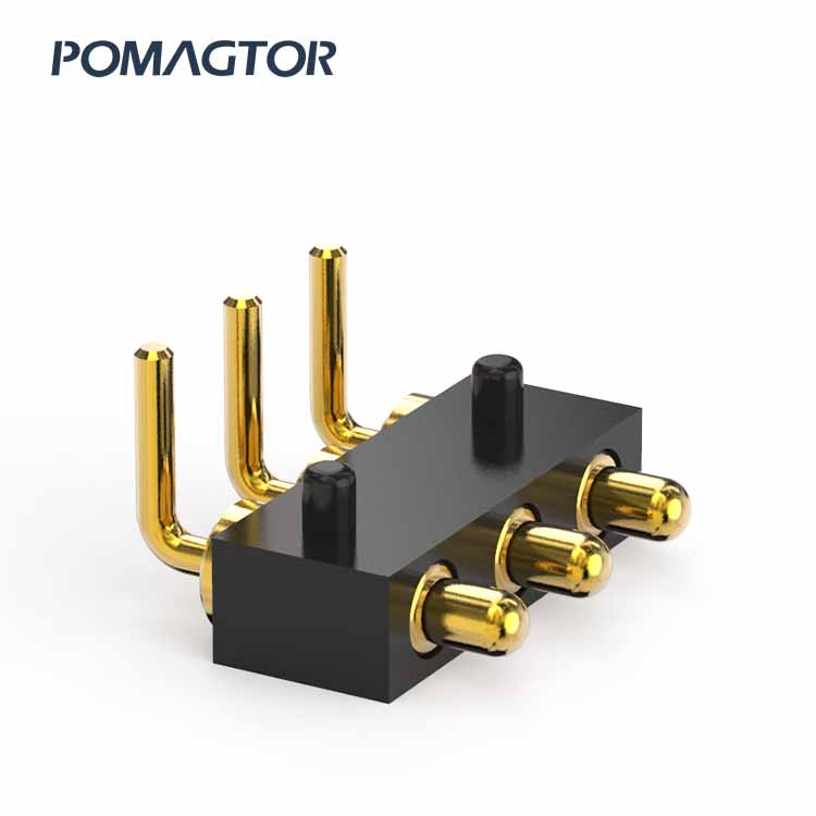 Bending type Pogo pin connector 2Pin Stroke1.0mm(Per Contact): 150±5gf -30~85°C 2A 5V