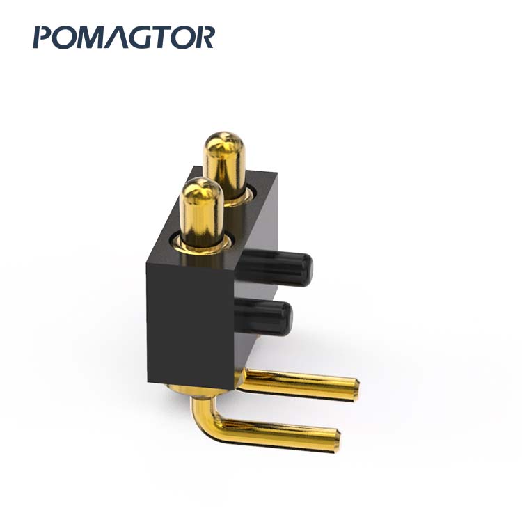 Bending type Pogo pin connector 2Pin Stroke1.0mm(Per Contact): 150±5gf -30~85°C 2A 5V