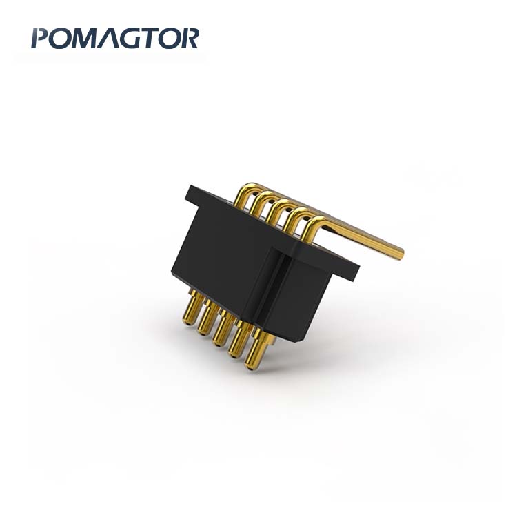 Bending type Pogo pin connector 5Pin Stroke1.5mm(Per Contact): 60±20gf -30~85°C 8A 12V