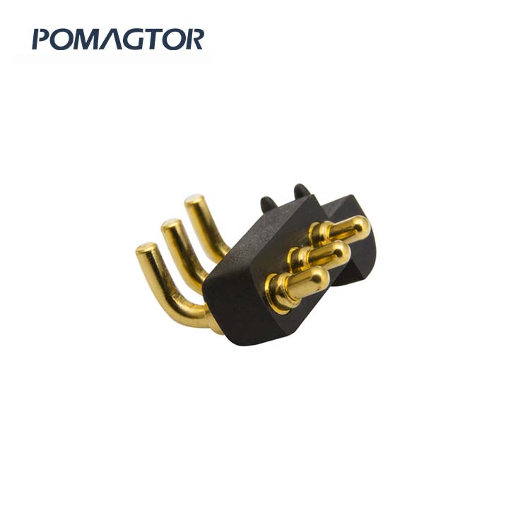 Bending type Pogo pin connector 3Pin Stroke1.0mm(Per Contact): 150±5gf -30~85°C 8A 12V